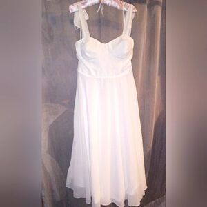Sophisticated Charisma White Tie-Strap A-Line Midi DressLulus